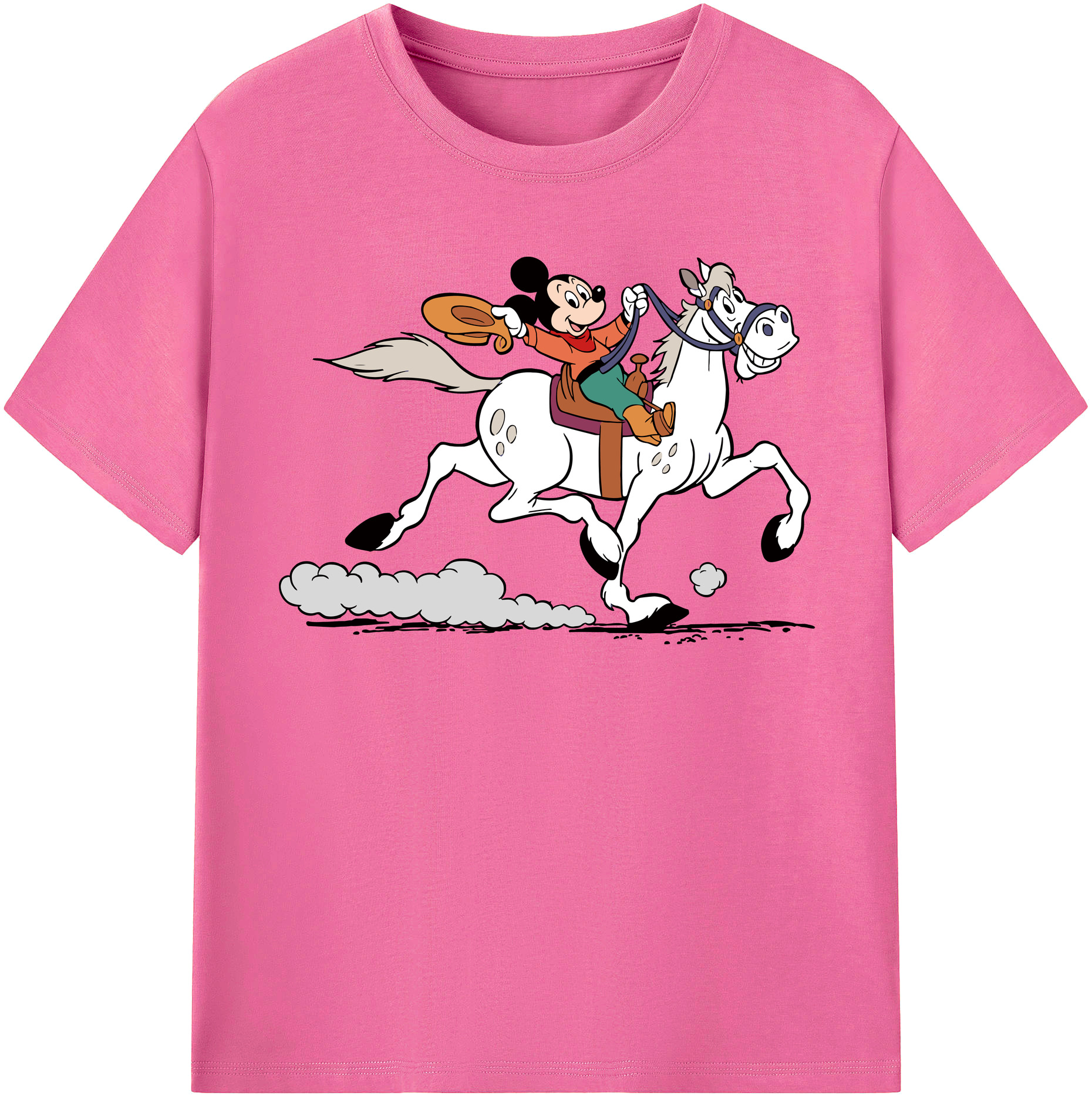 （画像用） ミッキーマウス Mickey Mouse レディースカジュアルプリントTシャツ（綿100％）